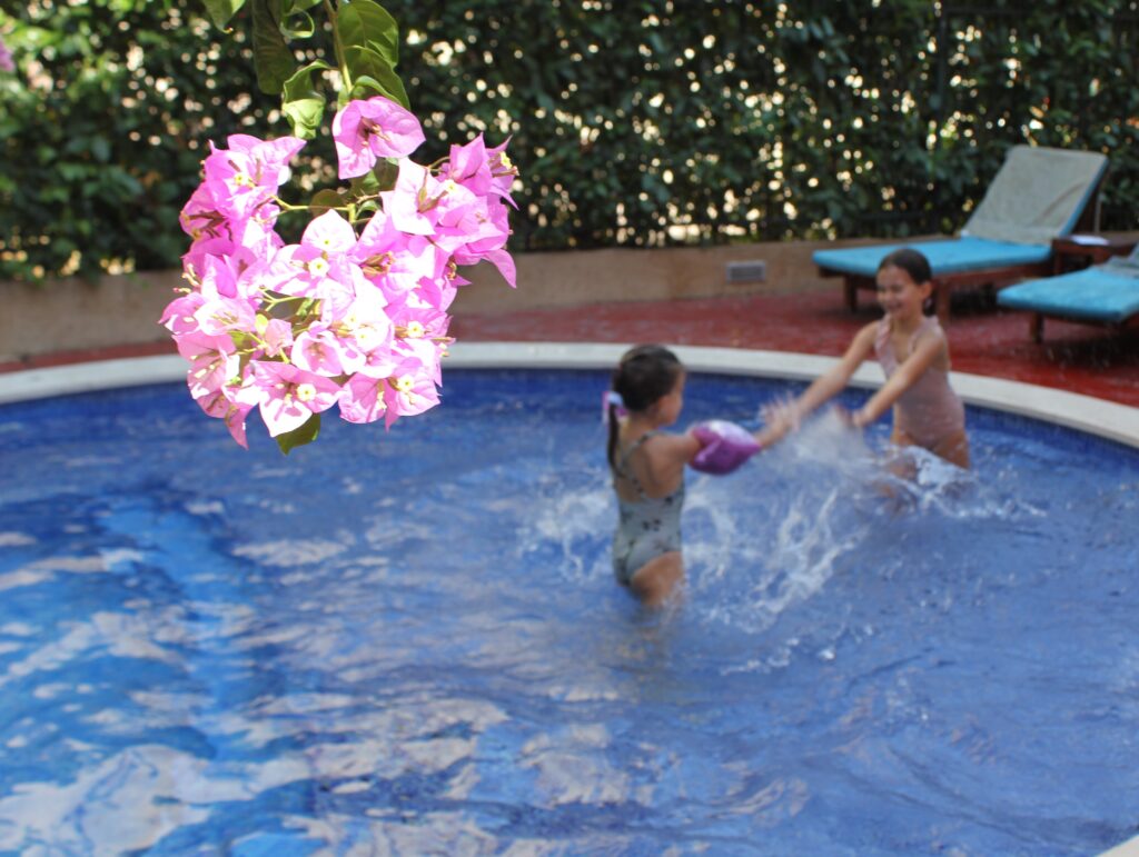 kids playing in the pool