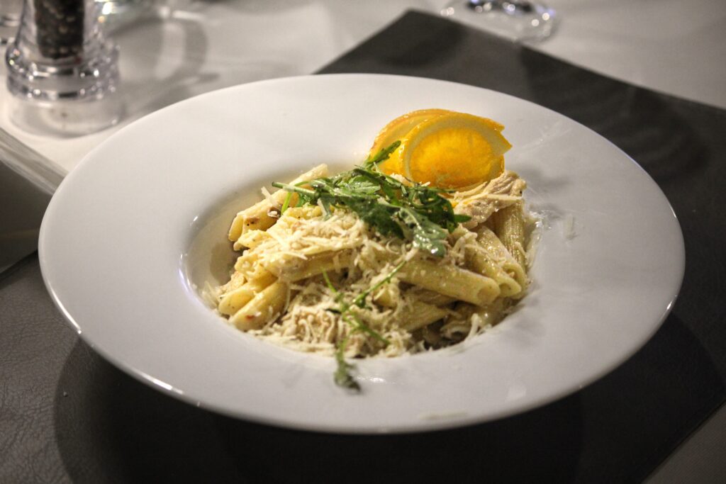 pasta with cheese served