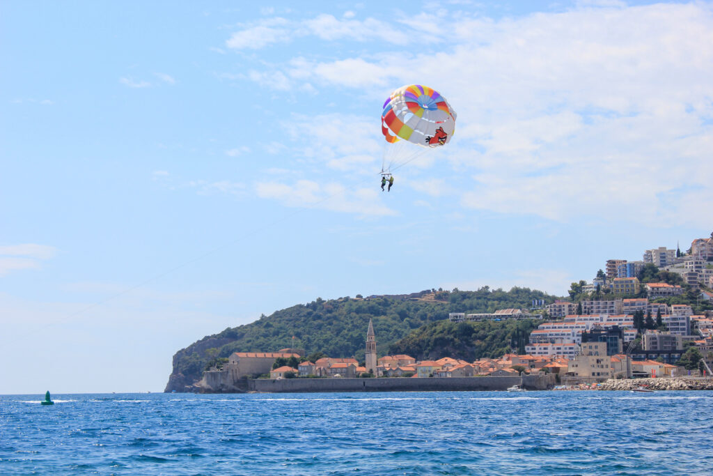 parasailing above the sea