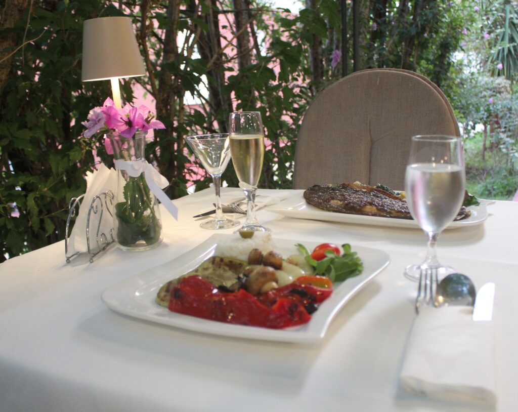 dinner served on table with drinks