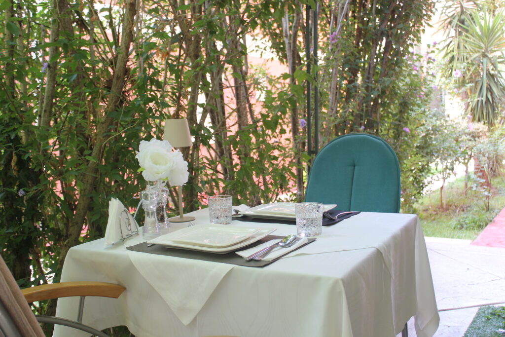 table in a restaurant garden