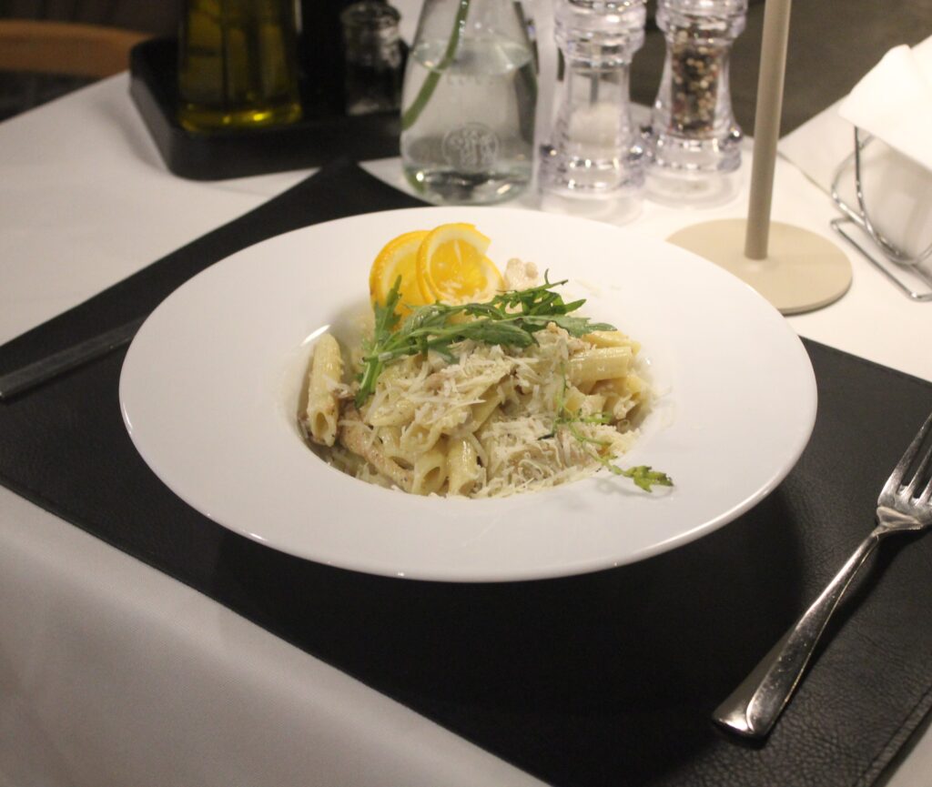 pasta with cheese served