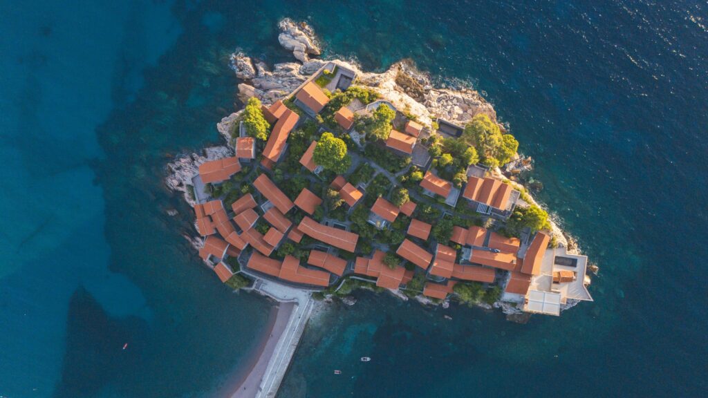 a birds eye view of an island