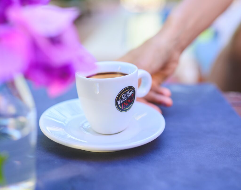 a cup of coffee served