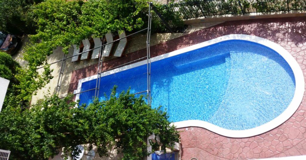 hotel pool seen from above