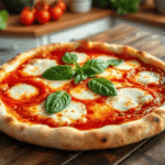 pizza margherita served