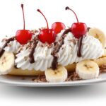 dessert with banana served