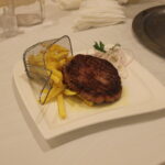 burger served with fries