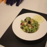 tuna salad served with lemon